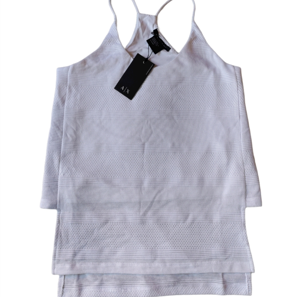 Armani Exchange XS NWT white mesh racerback tank